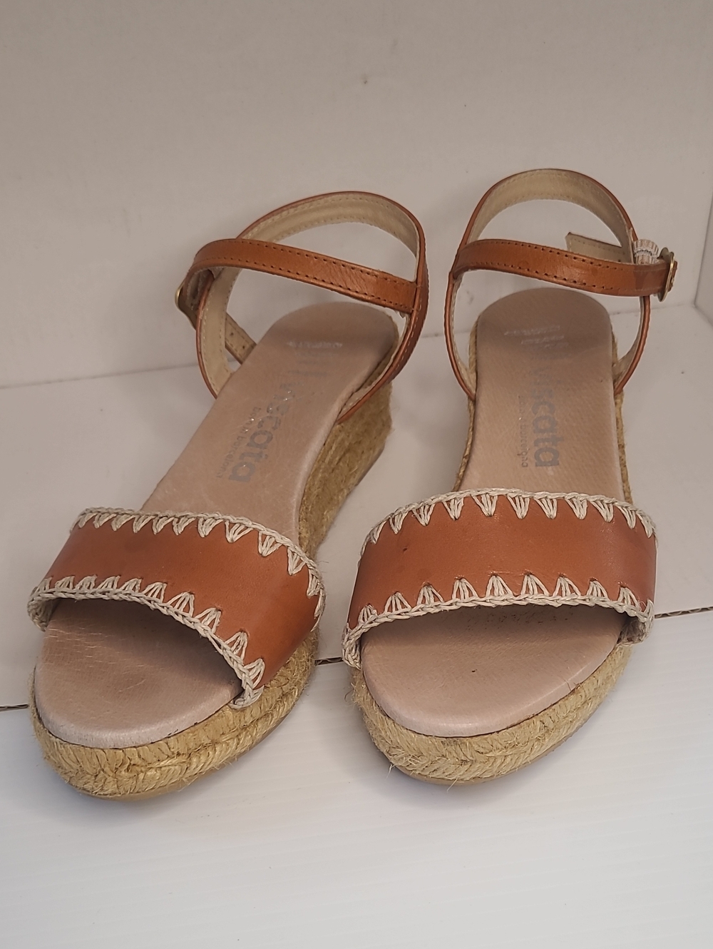 Viscata Brown Espadrille Wedge Sandals with Ankle Strap